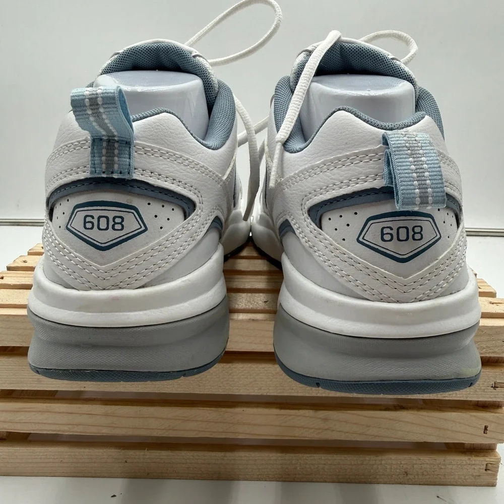 New Balance Sneaker 608v5 Cross Trainer Leather White Blue Womens 9.5 WX608WB5